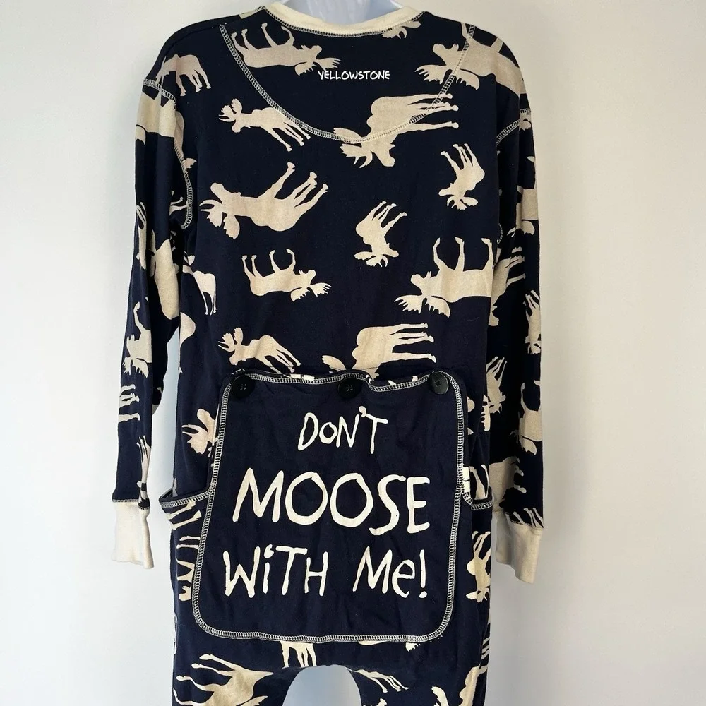 Lazy One Yellowstone Women's Button Up Moose Pajamas Size Medium New W/O Tag